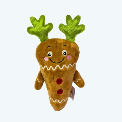 Christmas Gingerbread Carrot Plush Dog Toy