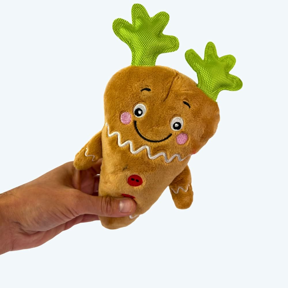 Christmas Gingerbread Carrot Plush Dog Toy