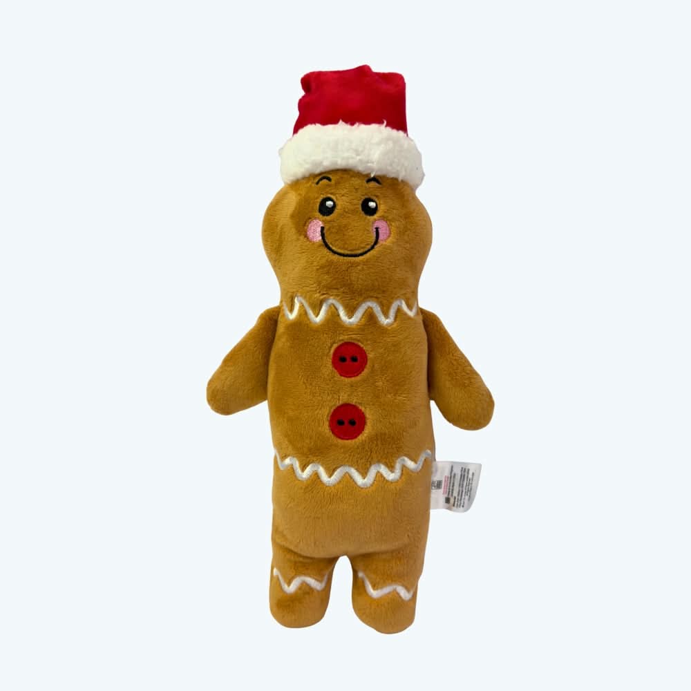 Christmas Plush Gingerbread Man Dog Toy