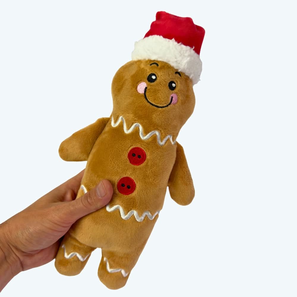 Christmas Plush Gingerbread Man Dog Toy
