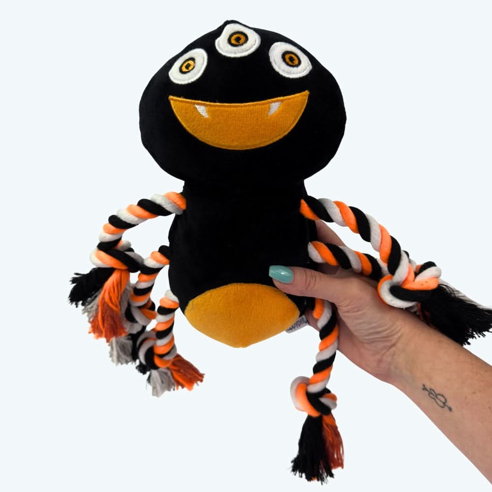 Happy Halloween Plush Spider Rope Dog Toy