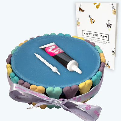 Dog Birthday Cake, Icing Pen & Card - White