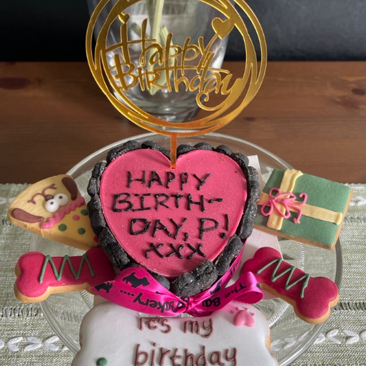 Heart shape dog birthday cake