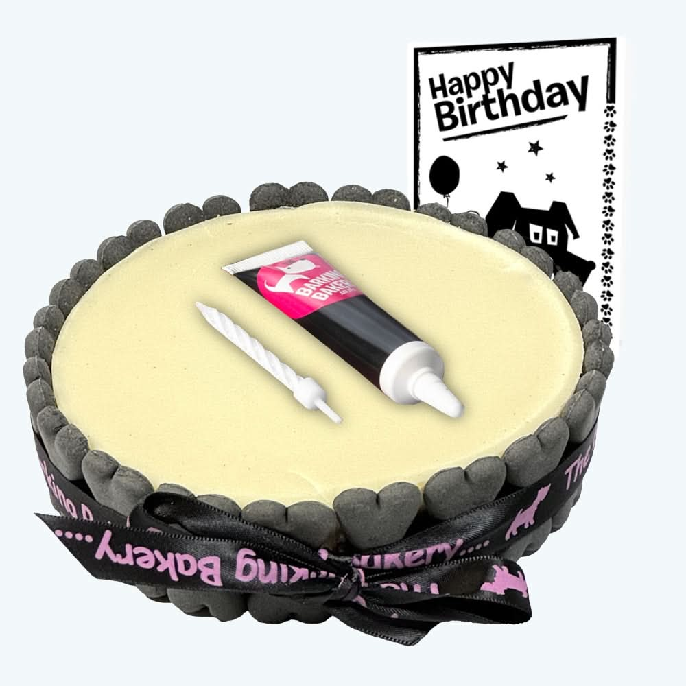 Dog Birthday Cake, Icing Pen & Card - White