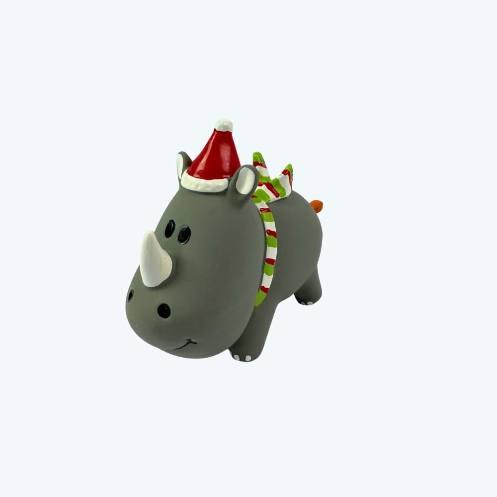 Christmas Rhino Squeaky Latex Dog Toy
