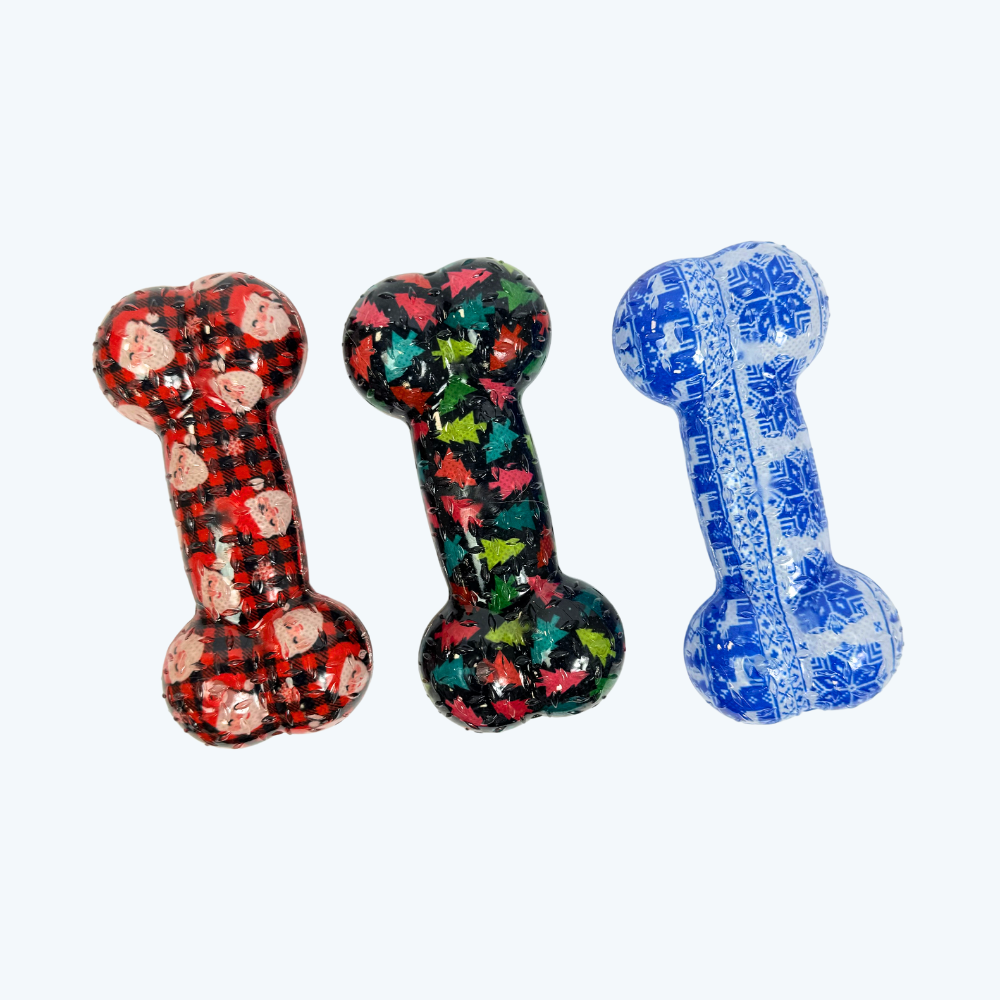 Squeaky Bone Pattern Strong Rubber Squeaky Bone | Durable Festive Tough