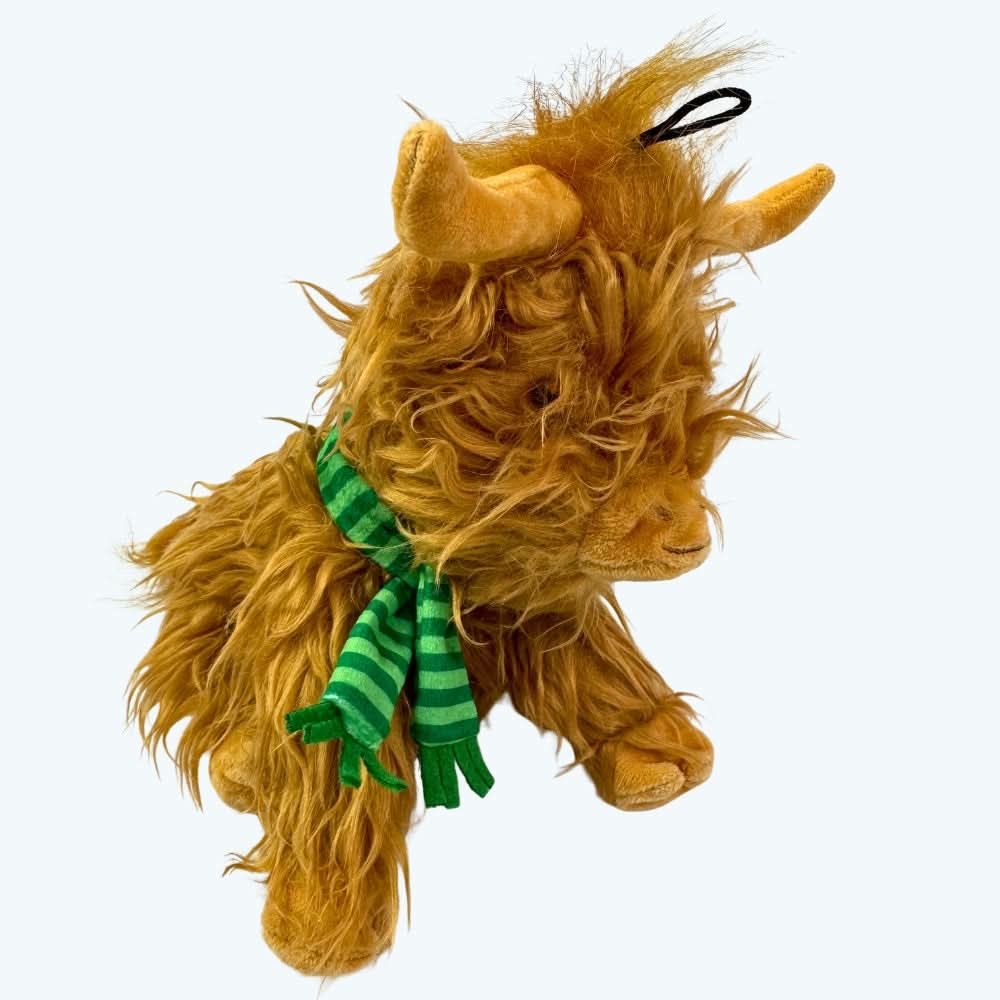 Festive Highland Cow Plush Dog Toy