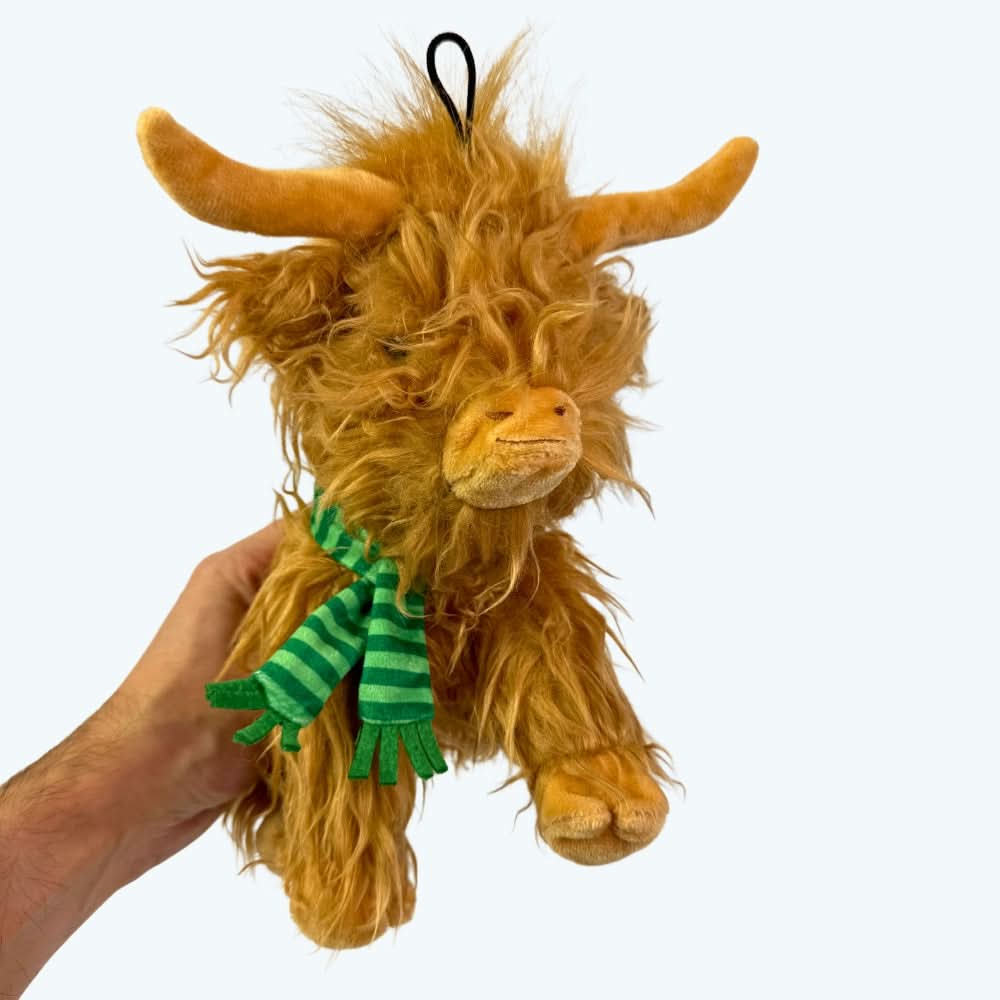Festive Highland Cow Plush Dog Toy
