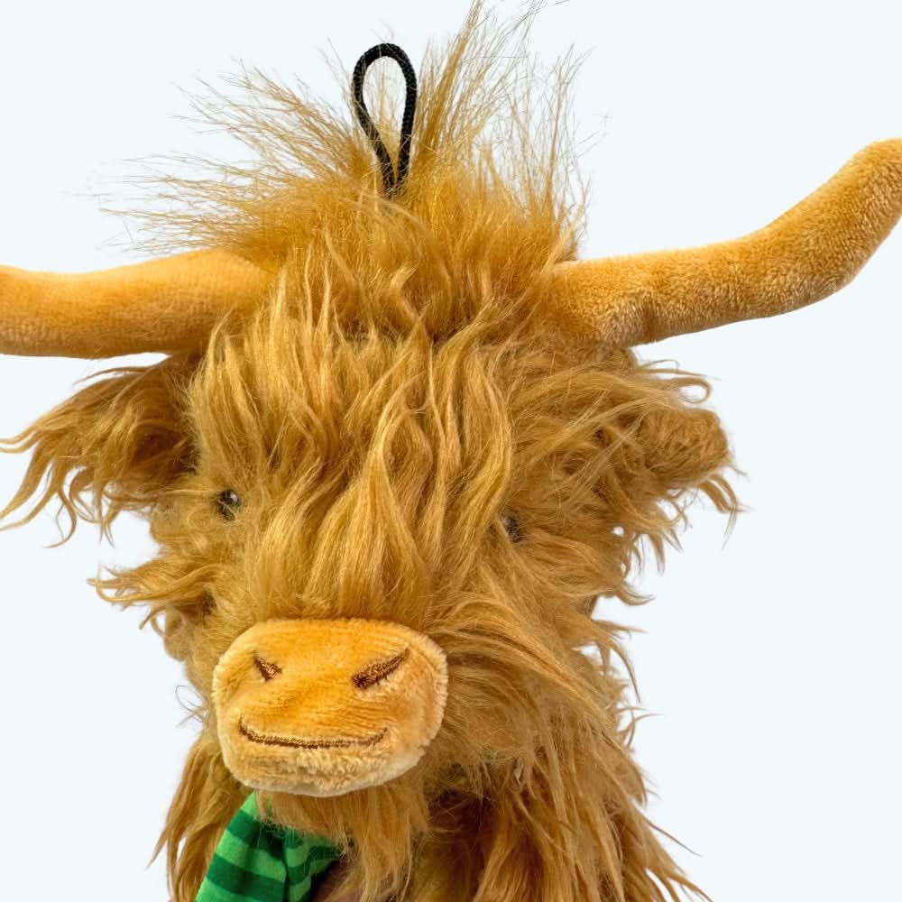 Festive Highland Cow Plush Dog Toy