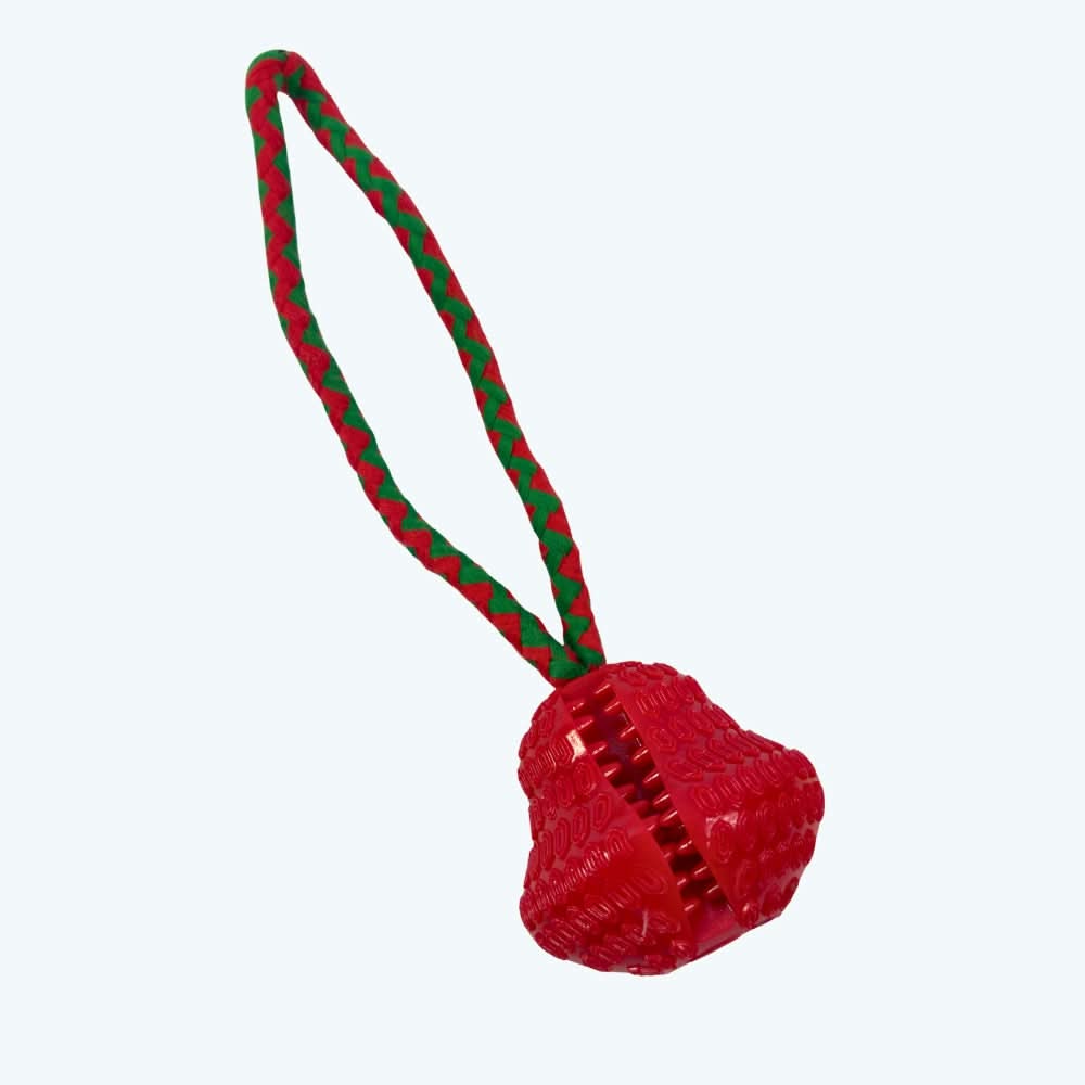 Festive TPR Treat Bell Tug Rope Dog Toy