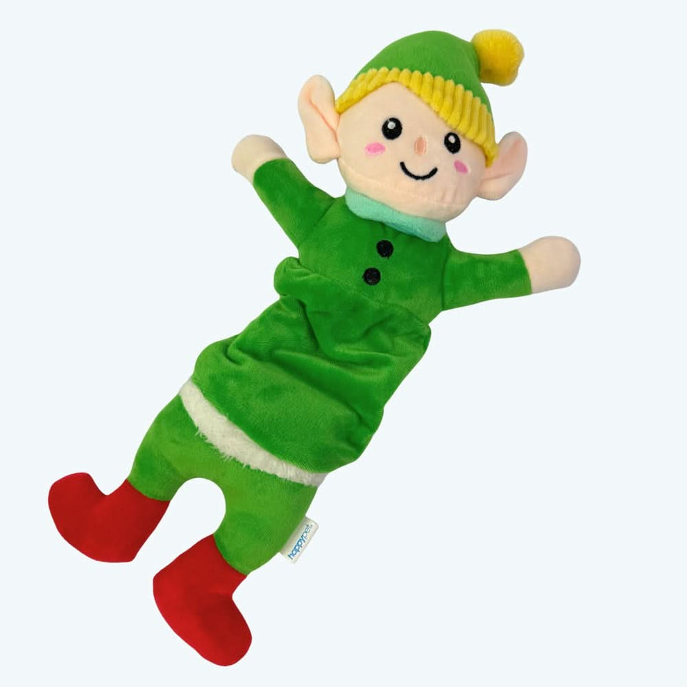 Stretchy Elf Dog Pull Toy | Festive Tug & Squeak Toy