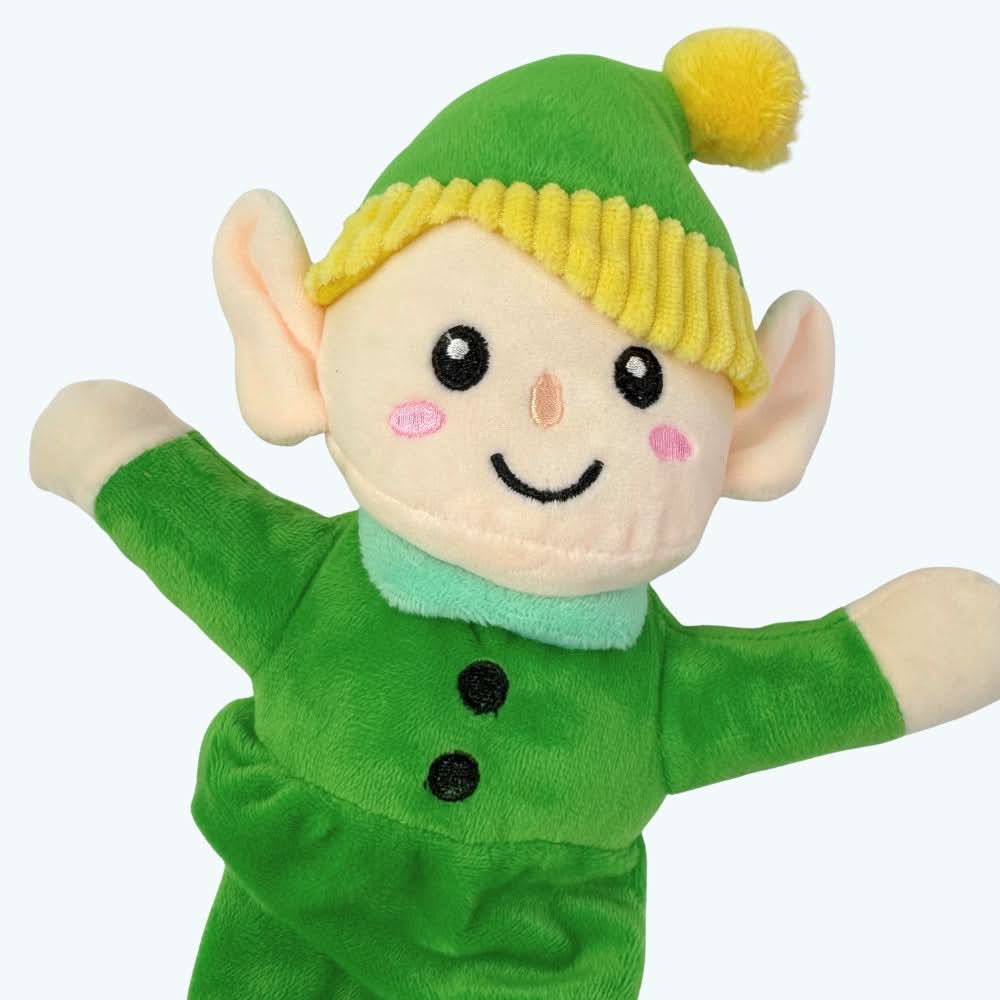 Postman Elf Stretchy Elf Dog Pull Toy | Festive Tug & Squeak Toy