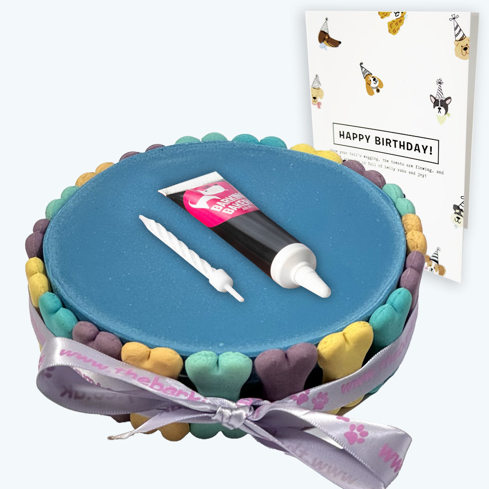 Dog Birthday Cake, Icing Pen & Card - White