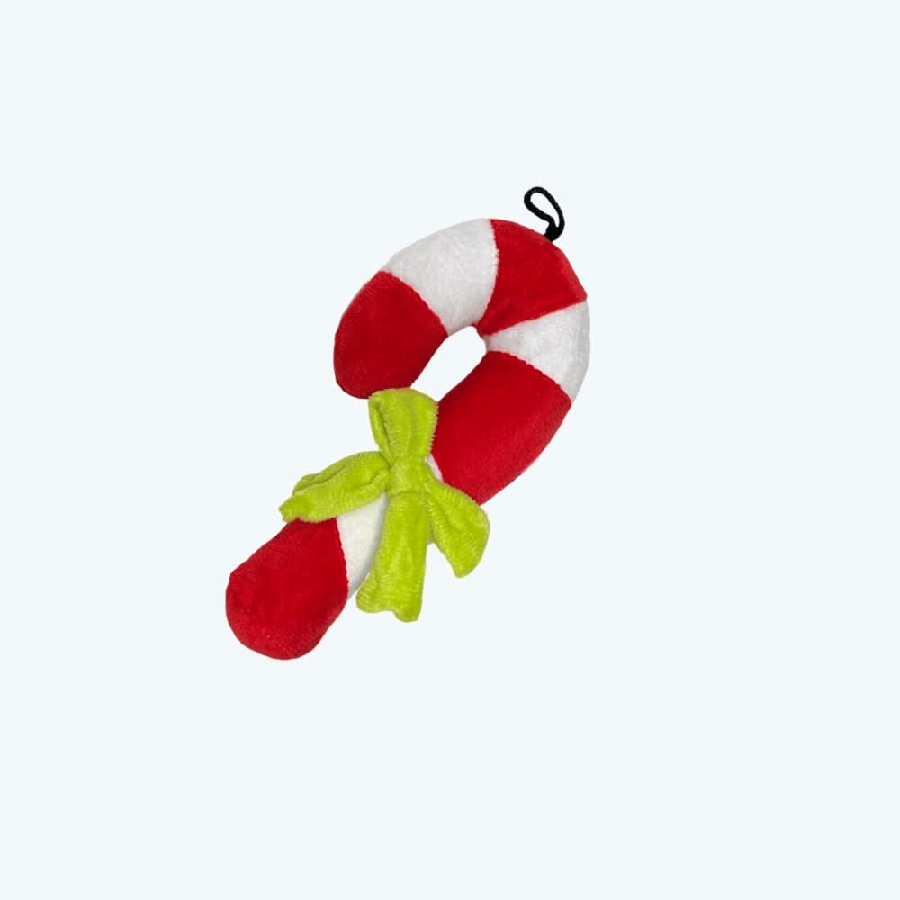 Plush Candy Cane Dog Toy