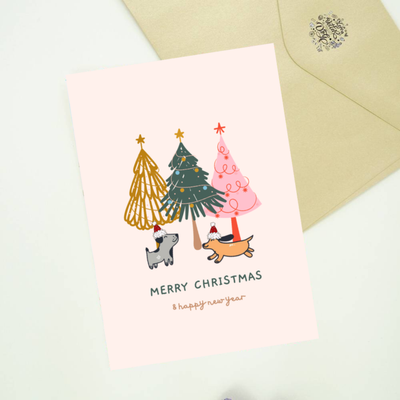 Dancing Dogs Edible Christmas Card